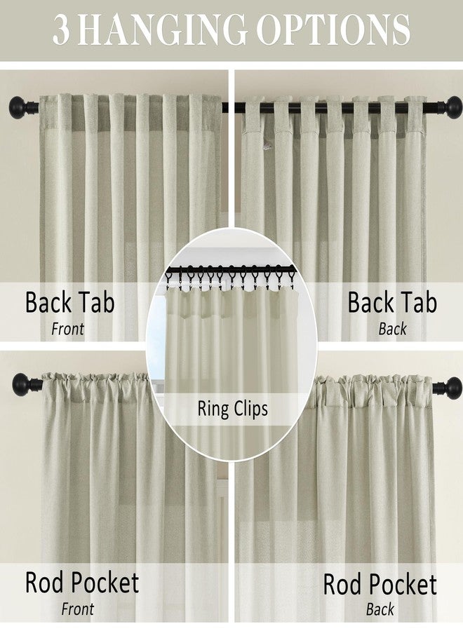 DONREN Linen Curtains 108 Inches Long for Living Room Bedroom 2 Panels Rod Pocket and Back Tab Light Filtering Large Window Drapes Ivory Natural Sheer Curtains 108 Inch for Patio - Image 3
